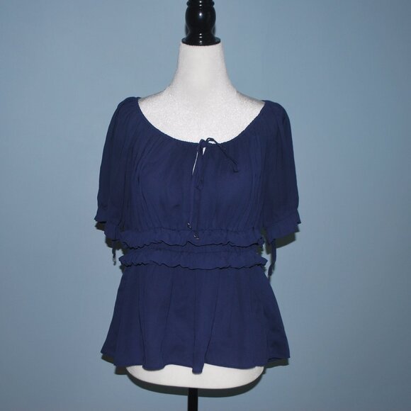 Navy Blue/Purple Versatile Blouse - Picture 1 of 4